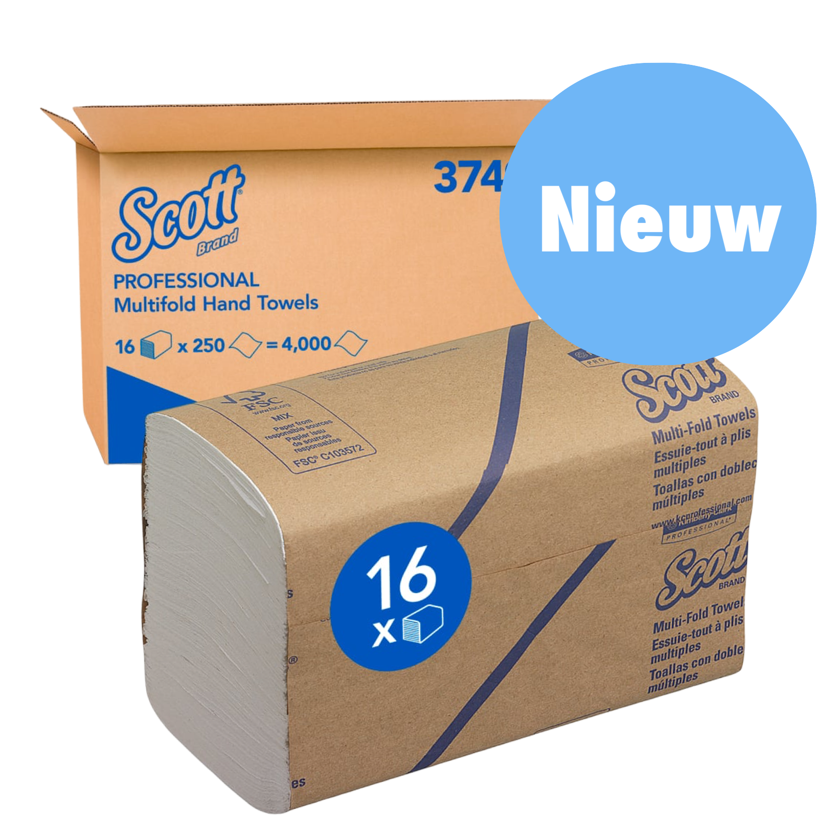 Scott Multifold handdoeken Airflex, wit, 24x20cm 3749