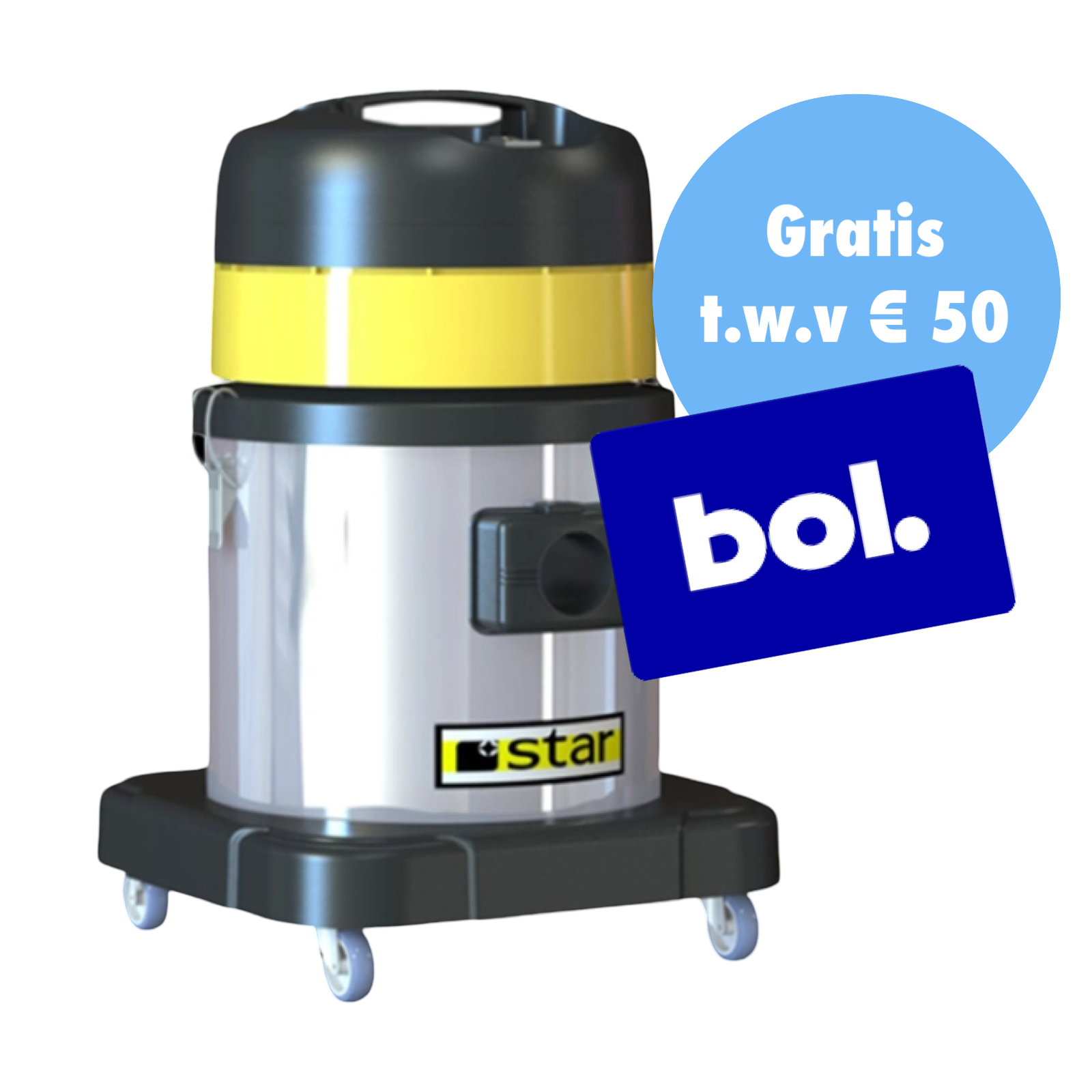 STAR 3420 WDP Nat- en Droog Stofzuiger + Gratis Bol Kaart t.w.v € 50