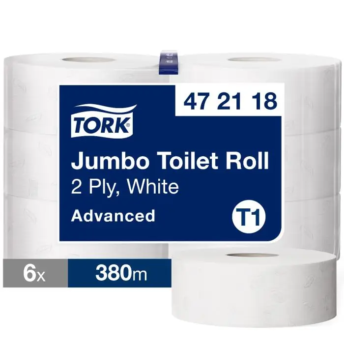 Tork, Advanced, Toiletpapier, Maxi Jumbo, 6 rollen a 380 meter Tork, Advanced, Toiletpapier, Maxi Jumbo, 6 rollen a 380 meter