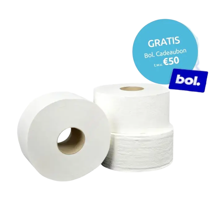 BulkySoft® Toiletpapier Mini Jumbo, 2 laags, 12 rollen a 170 meter - 54 Pakken - € 17,95 p/pak PALLETDEAL!