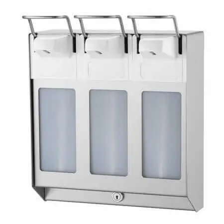 8325-MQTV10E-1.jpg MediQo-line TRIO Zeep- & desinfectiemiddeldispenser 1000 ml KB RVS MQTV10E