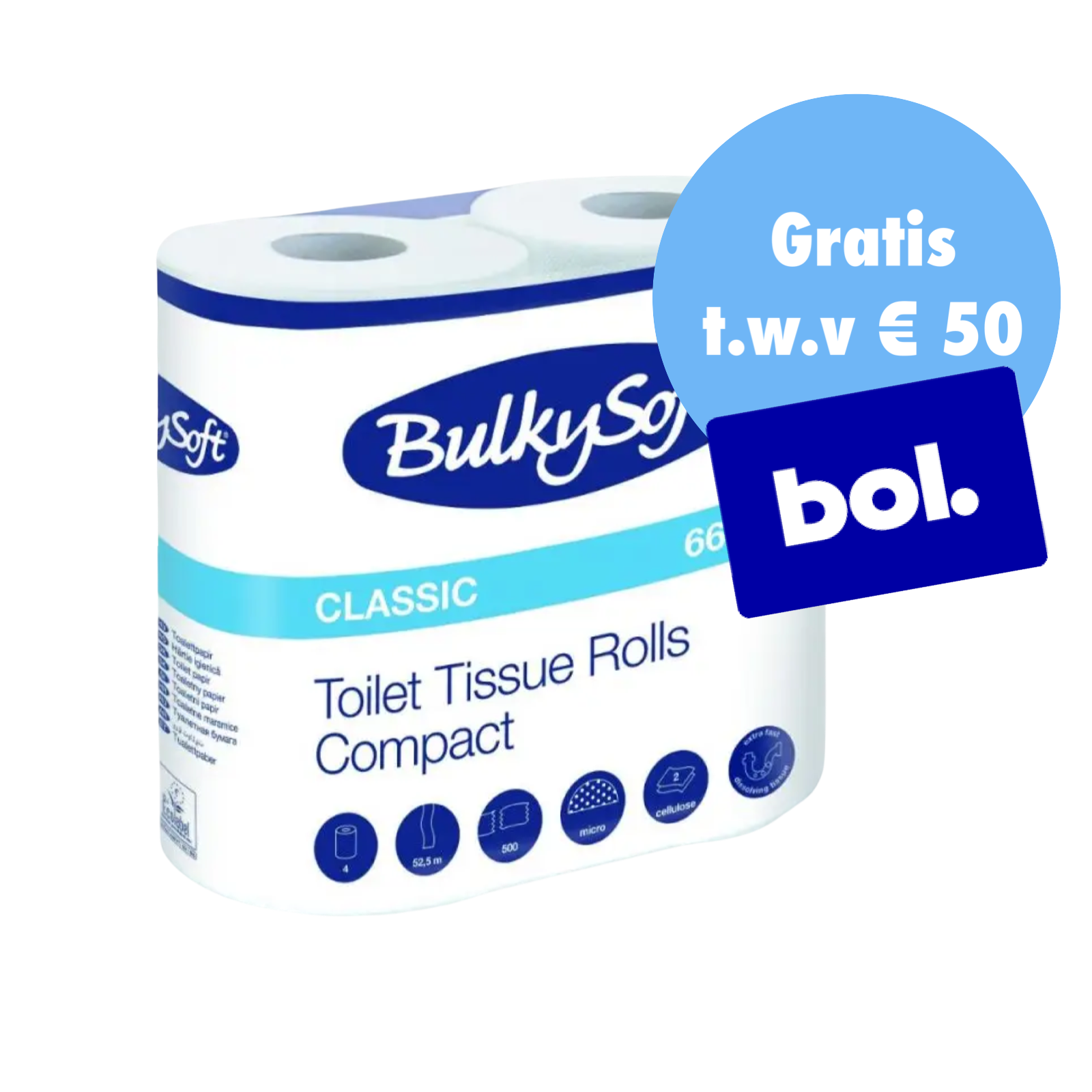 BulkySoft Toiletpapier Traditioneel Cellulose 40 Rollen a 400 vel 2-laags - 48 Pakken - € 14,95 p/pak PALLETDEAL!