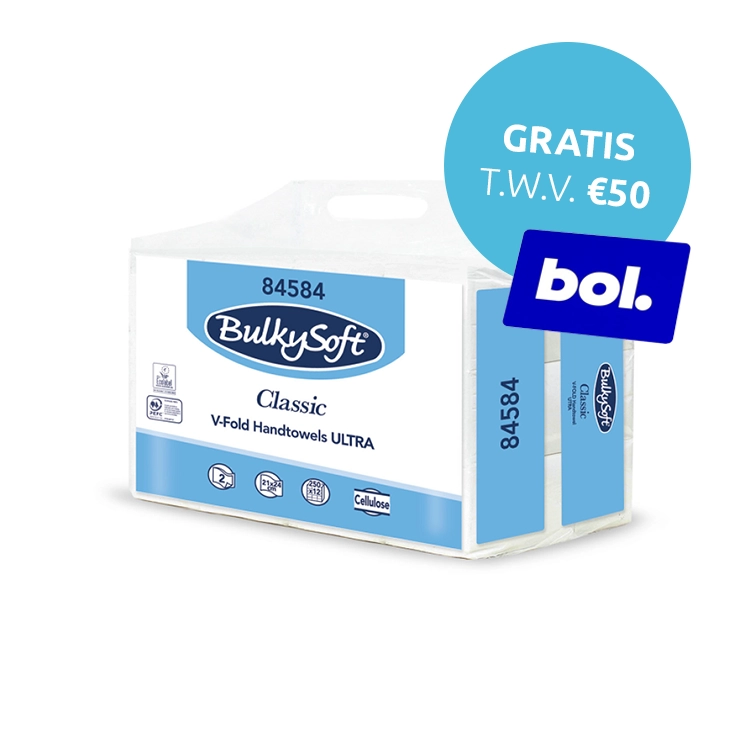 BulkySoft® Handdoekpapier – 2-laags Cellulose (3000 stuks) - 80 stuks