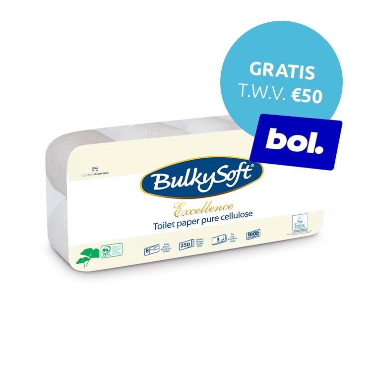 BulkySoft Toiletpapier Traditioneel Cellulose 72 Rollen a 250 vel 3-laags