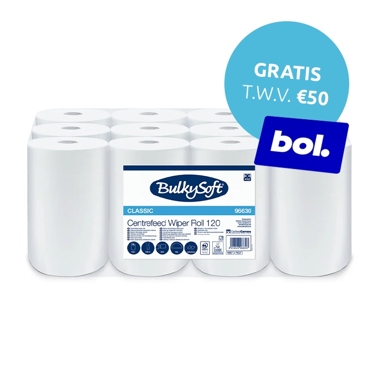 BulkySoft® Poetsrol Mini – 1-laags Ultra Cellulose
