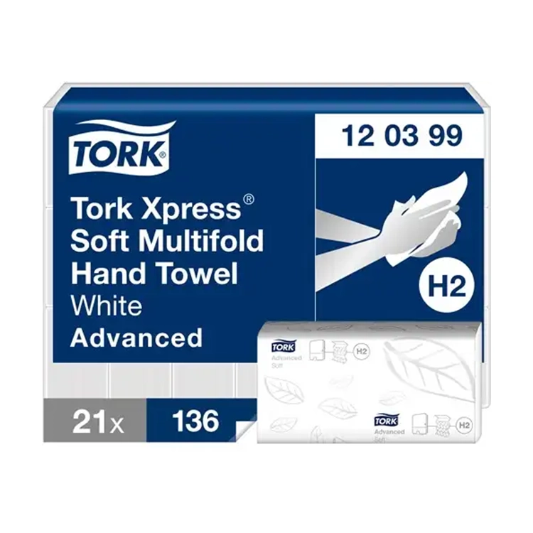 Tork Xpress H2 handdoek Advanced soft wit 120399 2lgs. 21x34cm Pak 21x136 st.