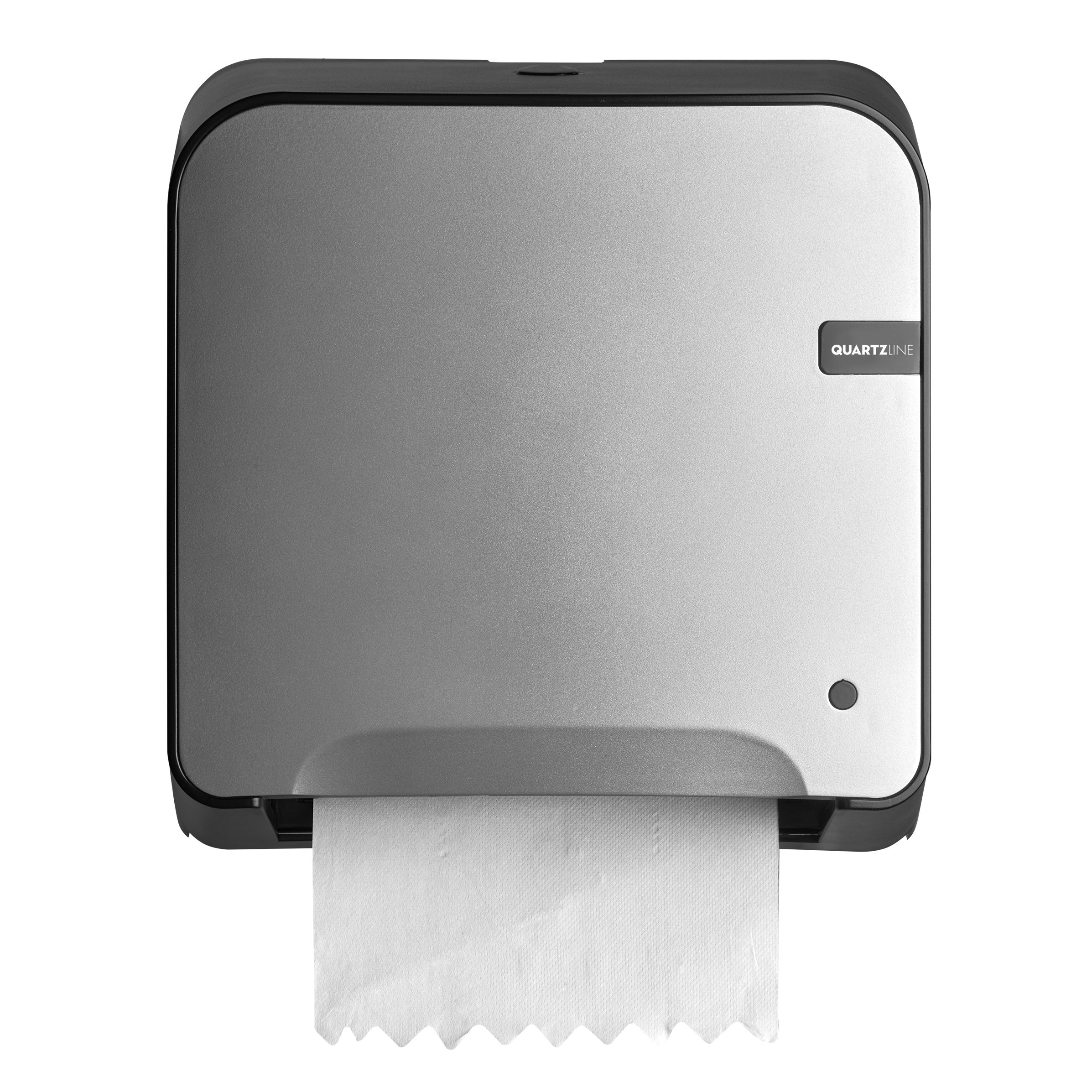 QuartzLine handdoekautomaat | Mini Matic XL - Silver Quartz Productinformatie: Geluidsarm mechanisme 100% hygiënisch Veel papiervolume Zeer compact Zuinig in gebruik Gebruiksvriendelijk Materiaal: Kunststof Afwerking: Mat Kleur: Zwart/Zilver Automatische papierdoorvoer d.m.v. veersysteem