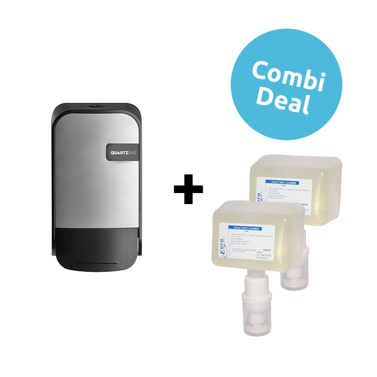 QuartzLine Zeepdispenser Foam Zilver + 2 x Euro Toilet Seat Cleaner