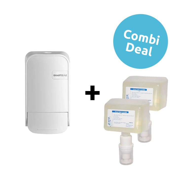 QuartzLine Zeepdispenser Foam Wit + 2 x Euro Toilet Seat Cleaner