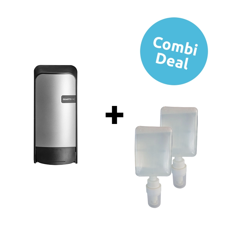 QuartzLine Zeepdispenser Zilver + Handzeep Lotion