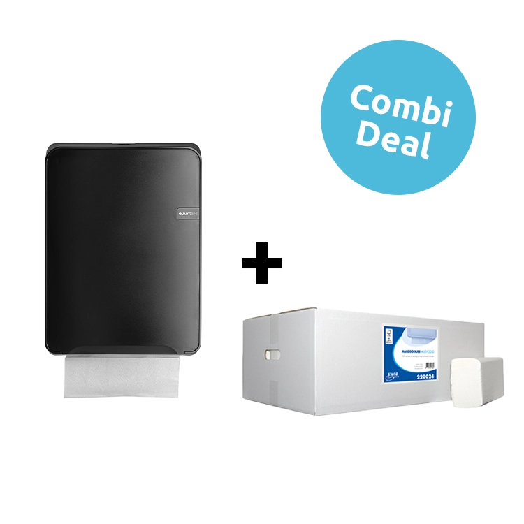 QuartzLine Zwart Handdoekpapier + Europroducts Z-Vouw