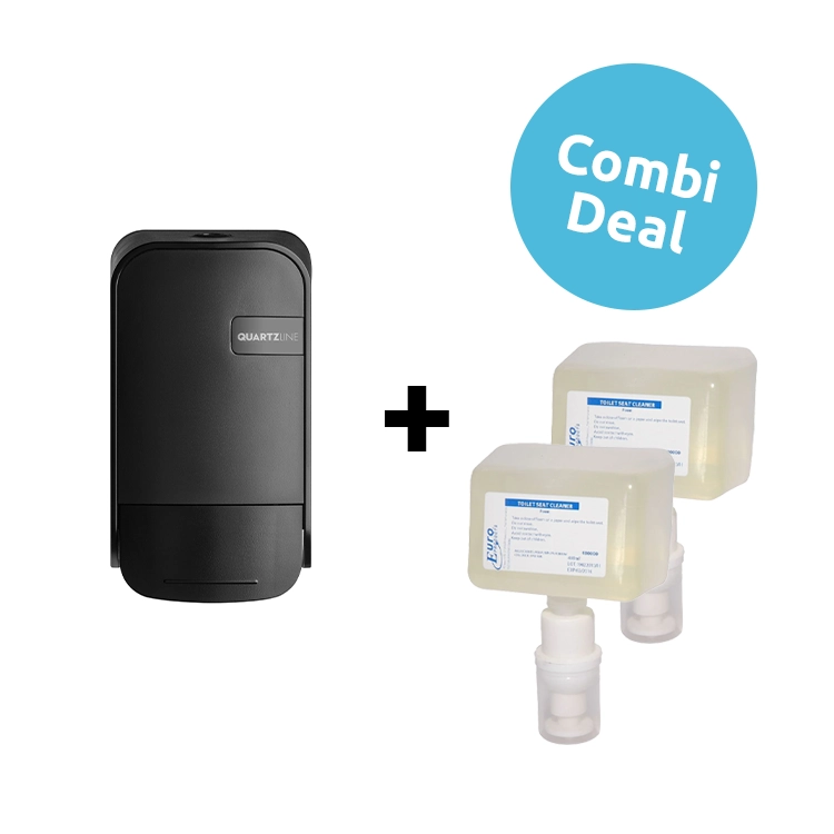 QuartzLine Zeepdispenser Foam Zwart + 2 x Euro Toilet Seat Cleaner