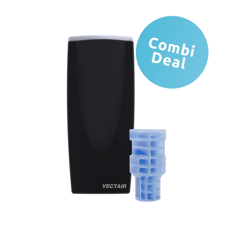 V-Air® SOLID MVP Luchtverfrisserdispenser Black + 6 x V-Air® Solid Evolution Refill Linen Breeze V-Air® SOLID MVP Luchtverfrisserdispenser Black + 6 x V-Air® Solid Evolution Refill Linen Breeze