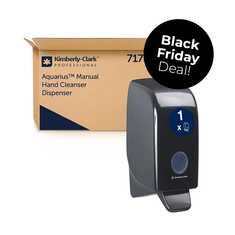 Kimberly Clark 7173 Aquarius™-handreinigerdispenser 7173 - 1 x zwarte handzeepdispenser voor wandmontage (geschikt voor navullingen van 1 liter)