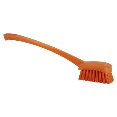 Afwasborstel lange steel oranje