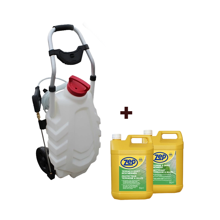 Softwash Sprayer Ninja Pro 30 liter met 2 accu’s en Lader + ZEP Terras & Oprit Set