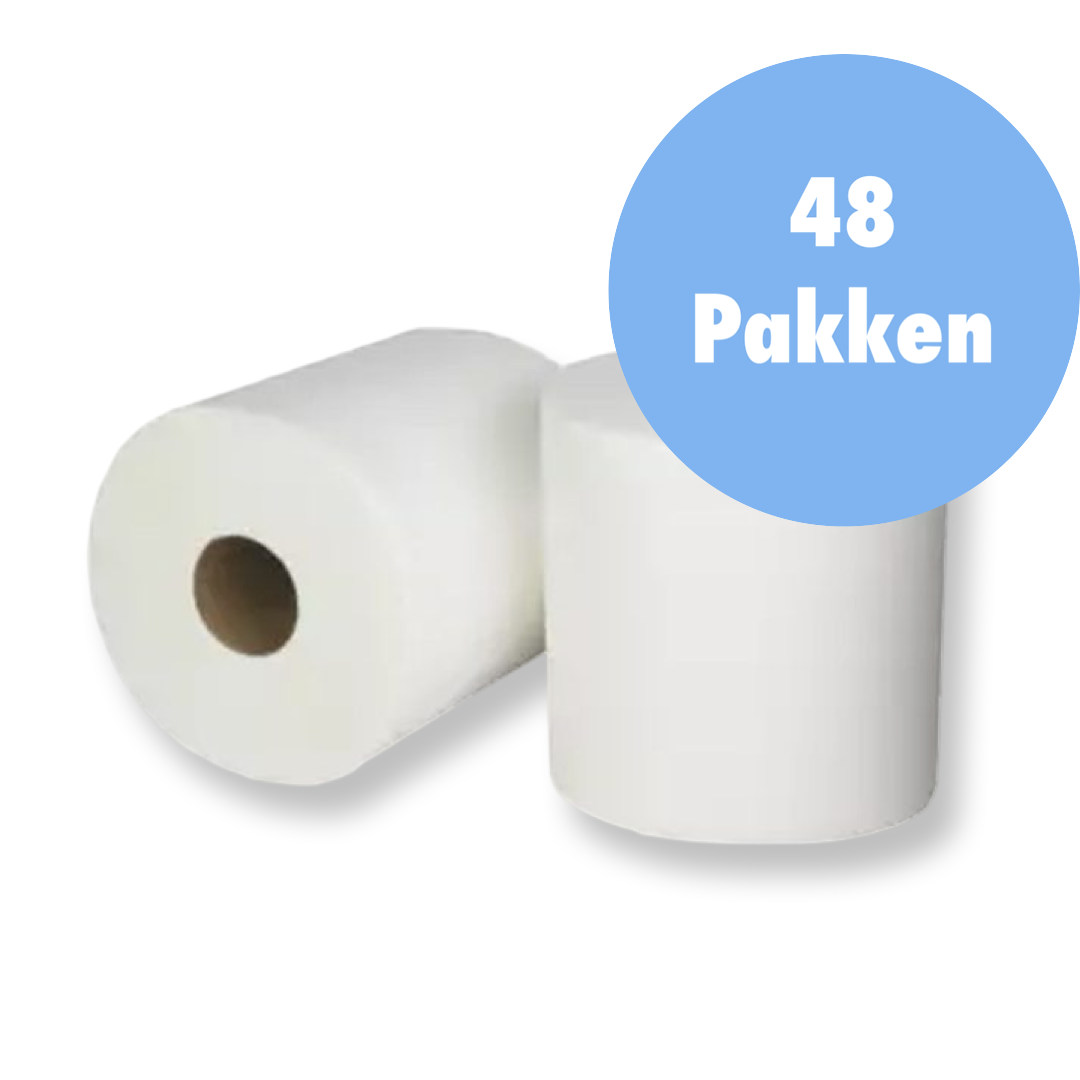 Midi Poetsrol Budget Midi poetspapier cellulose 2-laags 500 gram 6 rollen - Pallet 48 pakken (€ 8,95 per pak)